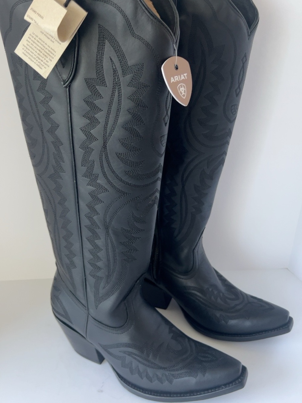 Ariat Casanova Obsidian Black Leather Western Boots Women’s 9 Wide NWT - Picture 2 of 9